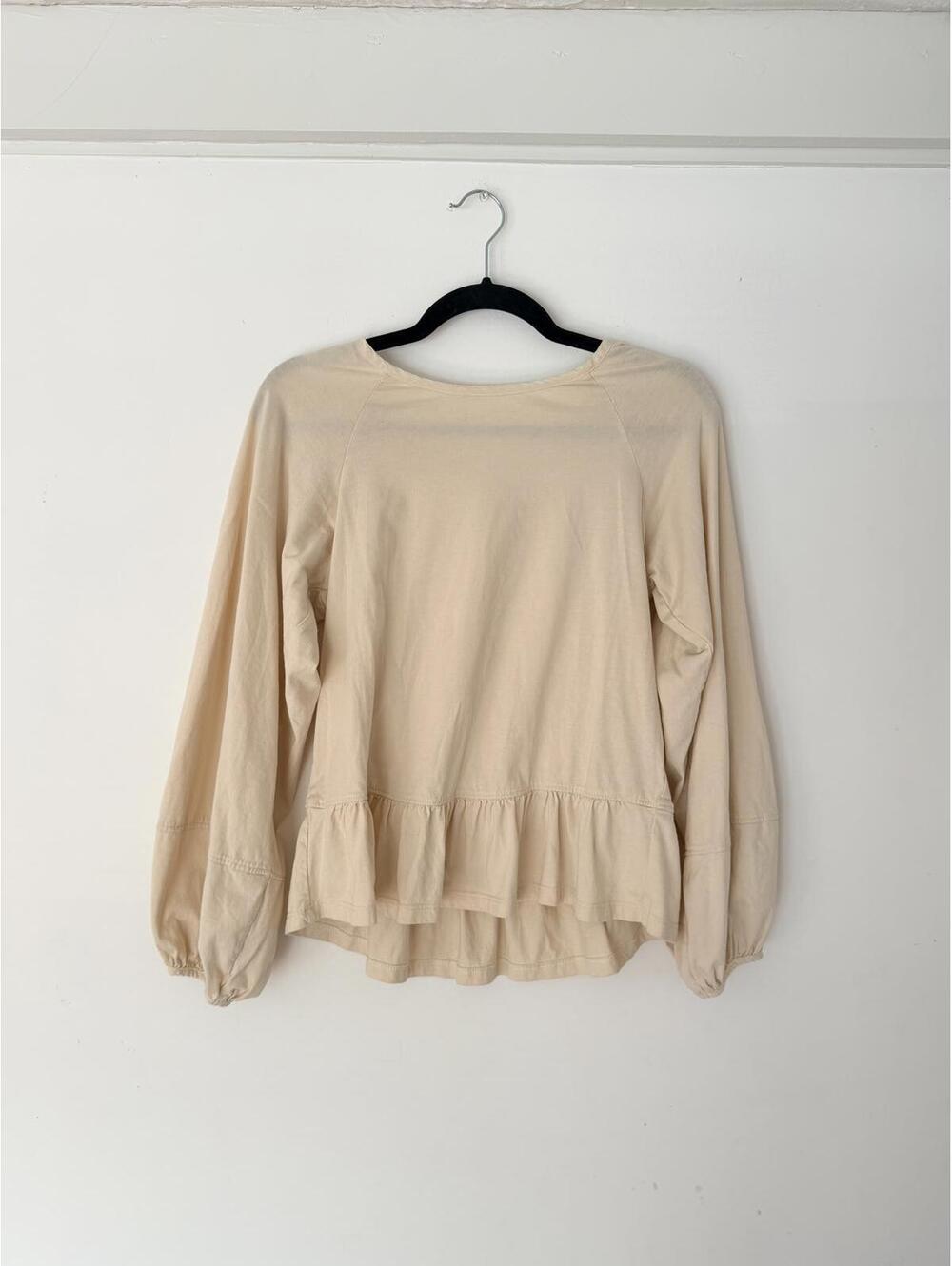 Banana Republic Beige Long Sleeve Peplum Top Size Small